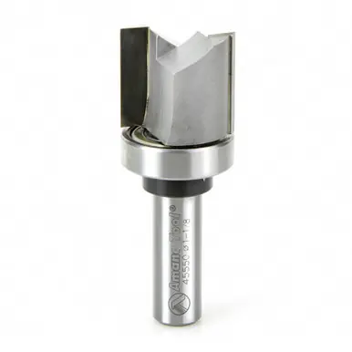 Amana 45550 Carbide Tipped Flush Trim Plunge Template 1-1/8 D x 1" CH x 1/2 Shank w/ Upper Ball