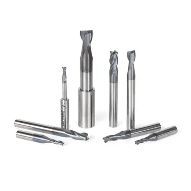 Amana AMS-152 8-Pc Spiral CNC Router Bit / End Mill Collection w/ AlTiN Coating for Steel, Stainless