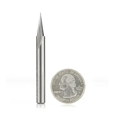 Amana 45783 Carving Liner 18 Deg x 1/4 D x 5/8 CH x 1/4 Shank x 2-1/2" Single Flute Router Bit