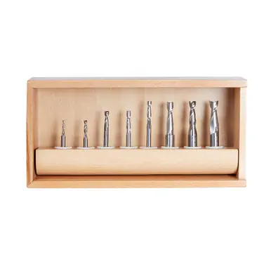 Amana AMS-121 8-Pc CNC Up-Cut Spiral Router Bit Collection
