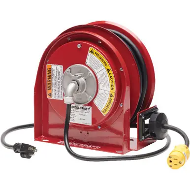 Reelcraft L-3030-123-3 - 12/3 x 30 ft. Compact Electric Cord Reel, 15A Single Receptacle