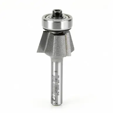 Amana 47301 Carbide Tipped Bevel Laminate Trim 15 Deg Angle x 51/64 D x 7/16 CH x 1/4" Shank w/ Ball