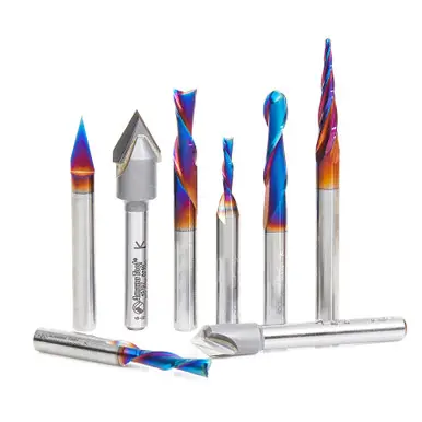 Amana AMS-174 8-Pc General Purpose CNC Router Bit Collection, 1/4" Shank