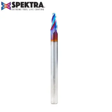 Amana 46288-K CNC Spektra 2D/3D Carving 7 Deg Tapered Angle Ball Nose x 1/8 D x 1/16 R x 1/2 CH x