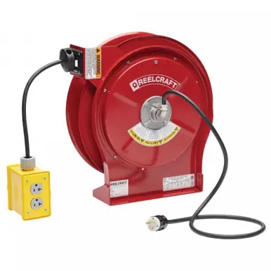Reelcraft L-5550-123-7Q - 12/3 x 50 ft. 20A, Quad Box Outlet Electric Cord Reel