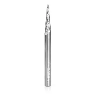 Amana 46282-U CNC 2D/3D Carving 5.4 Deg Tapered Angle Ball Nose x 1/16 D x 1/32 R x 1 CH x 1/4 Shank