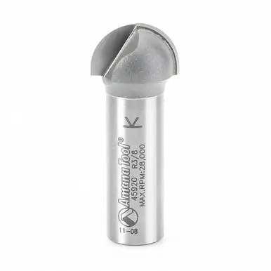 Amana 45920 Carbide Tipped Core Box 3/8 R x 3/4 D x 7/16 CH x 1/2" Shank Router Bit