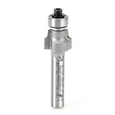 Amana 47150 Carbide Tipped No-File Trim .059 R x 1/2 D x 3/8 CH x 1/4" Shank w/ Lower Ball Bearing