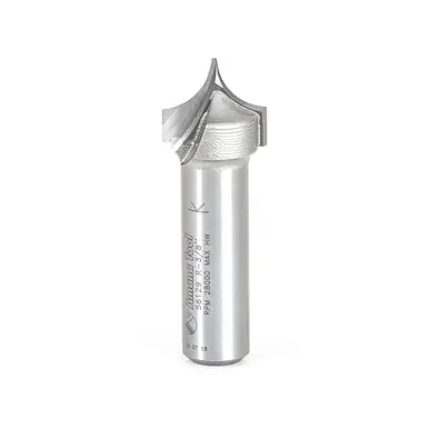 Amana 56129 Carbide Tipped Point Cutting Roundover 3/8 R x 3/4 D x 5/8 CH x 1/2 Shank x 2" Router