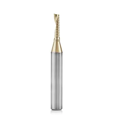 Amana 51454-Z Spiral O-Single Flute, ZrN Coated Aluminum Cutting 1/8 D x 1/2 CH x 1/4 Shank x 2"