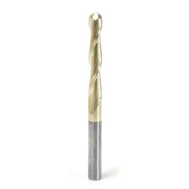 Amana 46479 Metric CNC 2D/3D Carving 0.10 Deg Straight Angle Ball Nose x 6 D x 3 R x 38 CH x 6 Shank