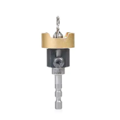 Amana 55334 Carbide Tipped 82 Degree Countersink w/ Adjustable Depth Stop and No-Thrust BB, Hybrid