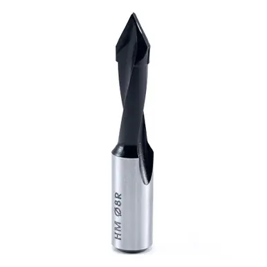 Amana 313008 Carbide Tipped Through-Hole Boring Bit R/H 8mm D x 57mm Long x 10mm Shank