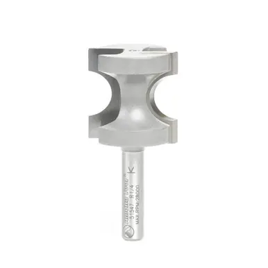 Amana 51547 Carbide Tipped Bullnose 1/4 Radius x 1 Dia x 1 Cut Height x 1/4" Shank Router Bit