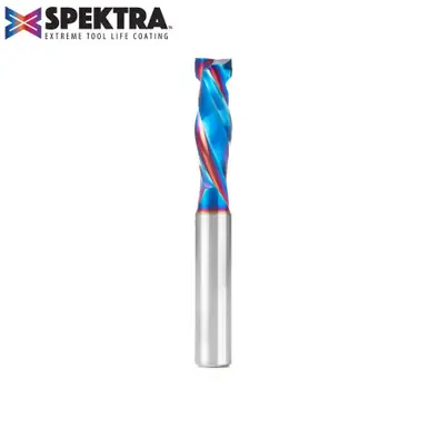 Amana 46021-K CNC Spektra Mortise Compression Spiral 3/8 D x 1-1/4 CH 3/8 Shank 3" 2 Flute Router