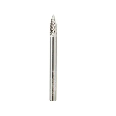 Amana BURS-190 Pointed Tree Shape 1/8 D x 3/8 CH x 1/8 Shank x 1-1/2" Double Cut SG Burr Bit