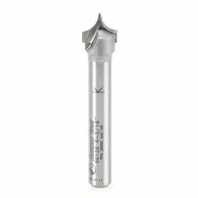 Amana 56126 Carbide Tipped Point Cutting Roundover 3/16 R x 3/8 D x 19/64 CH x 1/4 Shank x 1-7/8"