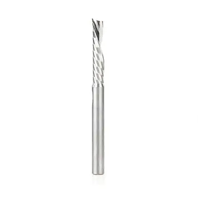 Amana 51776 Spiral O-Single Flute, Aluminum Cutting 1/4 D x 1-1/4 CH x 1/4 Shank x 3" Down-Cut