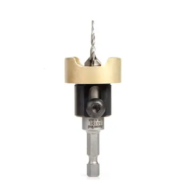 Amana 55151 Carbide Tipped 82 Degree Countersink w/ Tapered Drill and Adjustable Depth Stop w/
