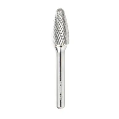 Amana BURS-144 Tree Shape Head 1/2 D x 1 CH x 1/4 Shank x 2-3/4" Double Cut SF Burr Bit