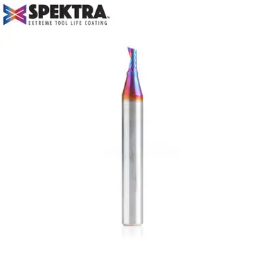 Amana 51416-K Spektra Coated Spiral O-Single Flute, Plastic Cutting 1/8 D x 1/4 CH x 1/4 Shank x 2"