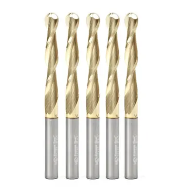 Amana 46294-5, 5-Pack CNC 2D/3D Carving 0.10 Deg Straight Angle Ball Nose x 1/4 D x 1/8 R x 1-1/2 CH