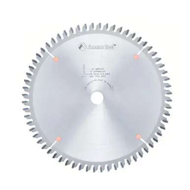 Amana MB86400 Carbide Tipped Double-Face Melamine 8" D x 64T H-ATB, -6 Deg, 5/8 Bore, Circular Saw