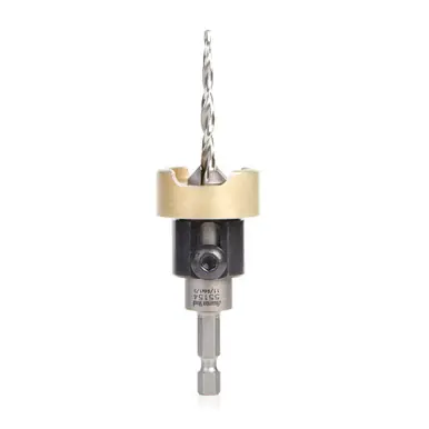 Amana 55154 Carbide Tipped 82 Degree Countersink w/ Tapered Drill and Adjustable Depth Stop w/