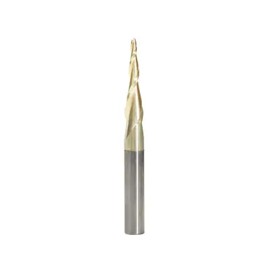 Amana 46252 CNC 2D/3D Carving 5.5 Deg Tapered Angle Ball Nose x 1/16 D x 1/32 R x 1 CH x 1/4 Shank x