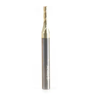 Amana 51521 Glass Cutting 1/8 D x 1/2 CH x 1/4 Shank x 2-1/2" x 3 Flute ZrN Coated Up-Cut Router Bit