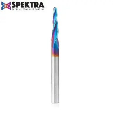 Amana 46286-K CNC Spektra 2D/3D Carving 3.6 Deg Tapered Angle Ball Nose x 1/8 D x 1/16 R x 1 CH x