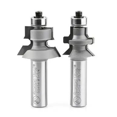 Amana 55454 2-PC Carbide Tipped Flooring 1-1/4 D x 3/4 CH x 1/2" Shank Router Bit Set w/ Nail Slot