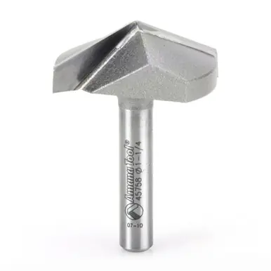 Amana 45758 Carbide Tipped V Groove 130 Deg x 1-1/4 D x 31/64 CH x 1/4" Shank Router Bit