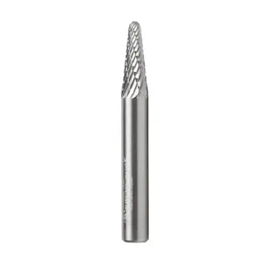 Amana BURS-212 Radius Cone Shape 1/4 D x 5/8 CH x 1/4 Shank x 2" Double Cut SL Burr Bit
