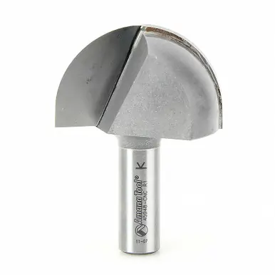 Amana 45948-CNC Carbide Tipped Core Box 1" R x 2" D x 1-1/4 CH x 1/2 Shank CNC Router Bit