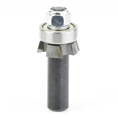 Amana 47406 Carbide Tipped 4 Wing Single Bevel Trim Cutter Assembly 15 Deg Angle x 1" D x 1/4 CH x