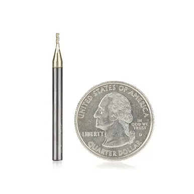 Amana 46581 CNC 2D/3D Carving 0.10 Deg Tapered Angle Flat Bottom x 1mm D x 3mm CH x 1/8 Shank x