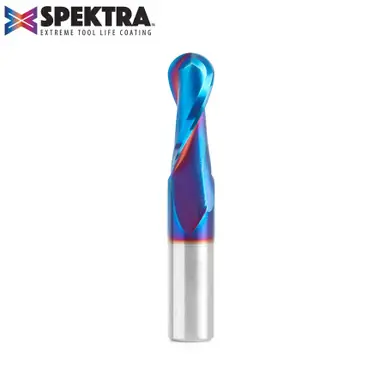 Amana 46380-K Spektra Double Flute Up-Cut Ball Nose Spiral 1/4 R x 1/2 D x 1-1/4 CH x 1/2 Shank x 3"