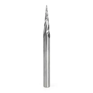 Amana 46280-U CNC 2D/3D Carving 6.2 Deg Tapered Angle Ball Nose x 1/32 D x 1/64 R x 1 CH x 1/4 Shank