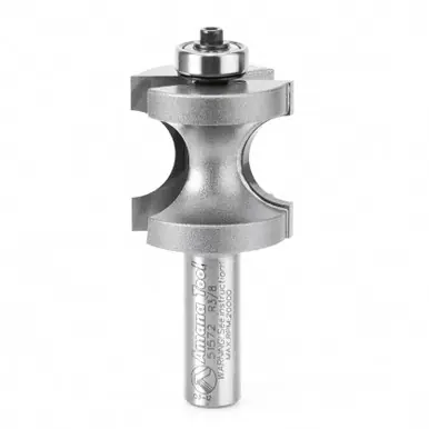 Amana 51572 Carbide Tipped Bullnose 3/8 R x 1-3/8 D x 1-5/16 CH x 1/2" Shank w/ Lower Ball Bearing