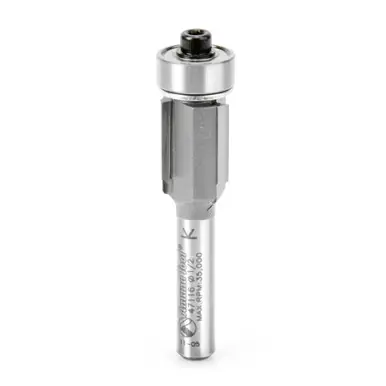 Amana 47116 Carbide Tipped Flush Trim 1/2 D x 1/2 CH x 1/4" Shank w/ Lower Ball Bearing 3-Flute