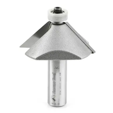 Amana 57220 Carbide Tipped Chamfer w/ Ultra-Glide BB Guide Solid Surface 2 D x 3/4 CH x 45 Deg x