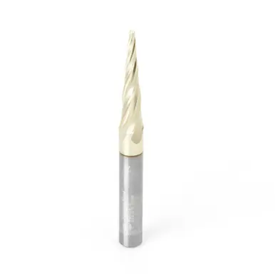 Amana 46282 CNC 2D/3D Carving 5.4 Deg Tapered Angle Ball Nose x 1/16 D x 1/32 R x 1 CH x 1/4 Shank x