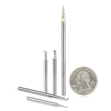 Amana AMS-161 5-Pc CNC Aluminum Cutting Spiral O-Flute 1/8" Shank Router Bit Collection