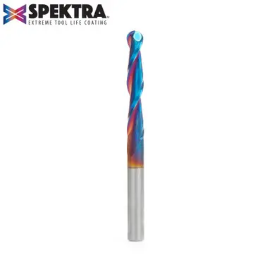 Amana 46294-K CNC Spektra 2D/3D Carving 0.10 Deg Straight Angle Ball Nose x 1/4 D x 1/8 R x 1-1/2 CH