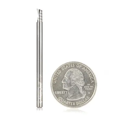 Amana 51443 Spiral O-Single Flute, Plastic Cutting 1/8 D x 1/4 CH x 1/8 Shank x 2" Up-Cut Router Bit
