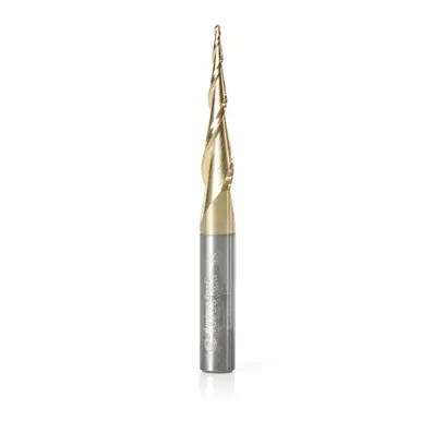 Amana 46256 CNC 2D/3D Carving 5.4 Deg Tapered Angle Ball Nose x 1mm D x 0.5mm R x 1-7/64 CH x 1/4