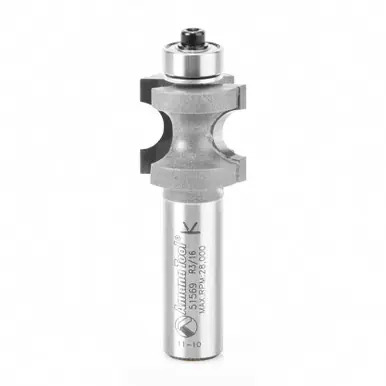 Amana 51569 Carbide Tipped Bullnose 3/16 R x 7/8 D x 3/4 CH x 1/2" Shank w/ Lower Ball Bearing