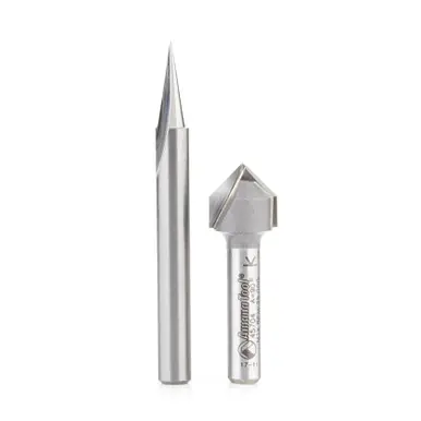 Amana AMS-193 and Carbide Tipped 18 and 90 Degree Signmaking & Engraving Router Bit Pack, 1/4" Shank