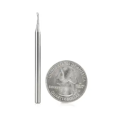 Amana 51415 Spiral O-Single Flute, Plastic Cutting 1/16 D x 1/4 CH x 1/8 Shank x 2" Up-Cut CNC